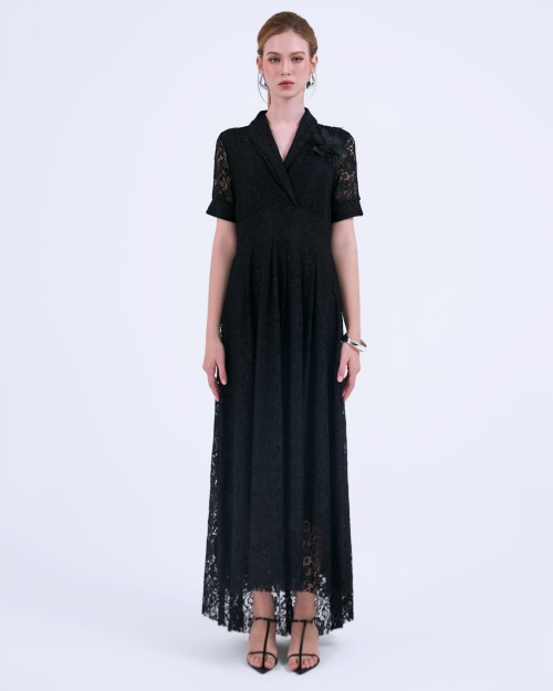 Sixdo SIXDO G-Black Organza Flared Dress