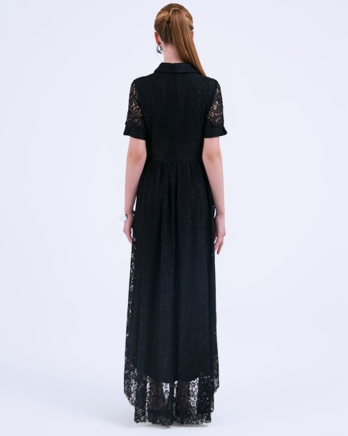 SIXDO G-Black Organza Flared Dress