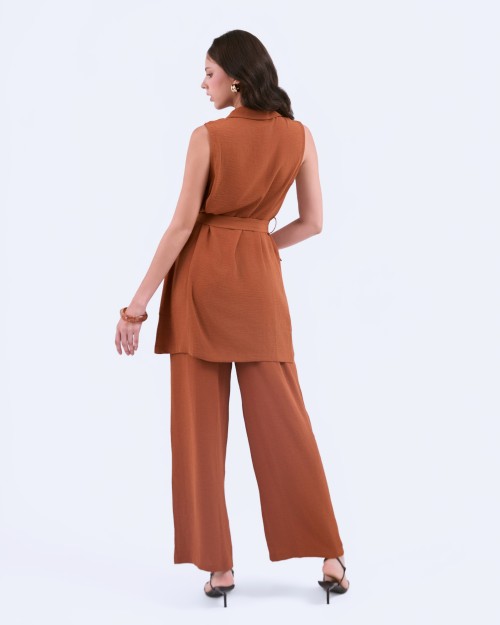SIXDO G-Coffee Brown Woven Jumpsuit