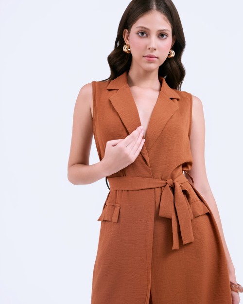 Sixdo SIXDO G-Coffee Brown Woven Jumpsuit