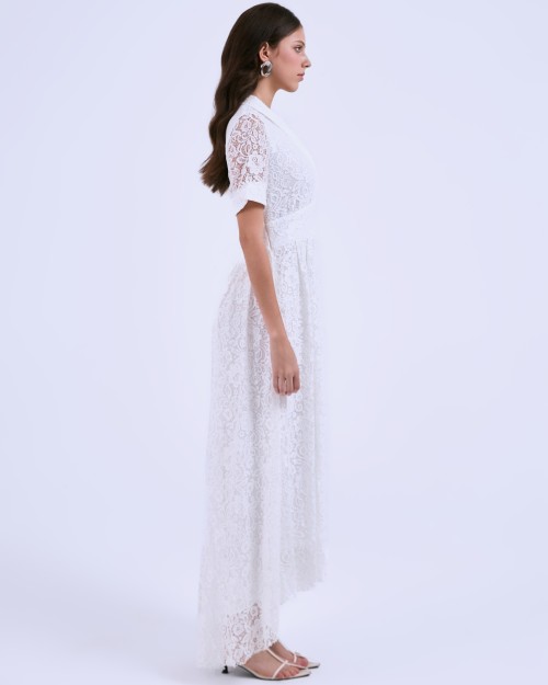 SIXDO G-White Organza Flared Dress