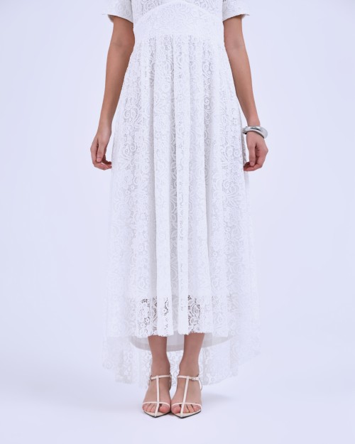 SIXDO G-White Organza Flared Dress