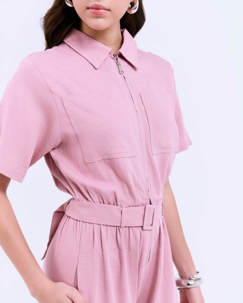 SIXDO G-Pink Woven Jumpsuit Long