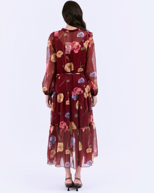 SIXDO G-Black Voile Flared Dress