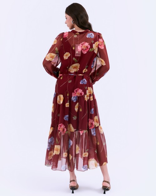 SIXDO G-Black Voile Flared Dress