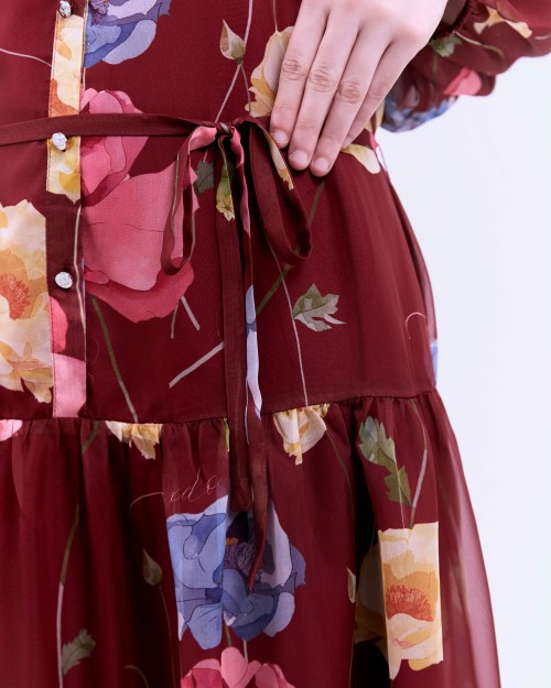 SIXDO G-Black Voile Flared Dress