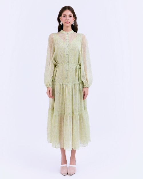 Sixdo SIXDO G-Black Voile Flared Dress