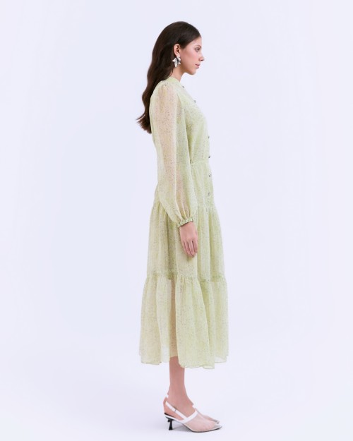 SIXDO G-Black Voile Flared Dress