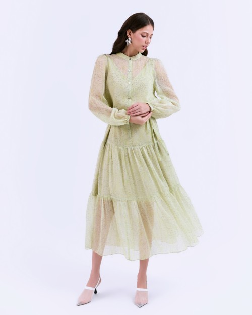 SIXDO G-Black Voile Flared Dress