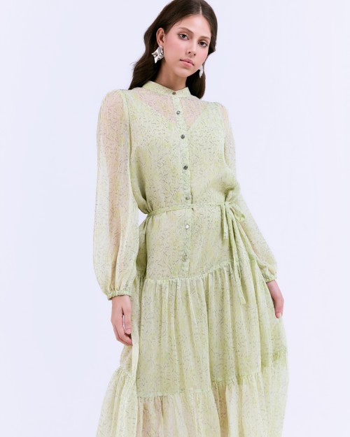 SIXDO G-Black Voile Flared Dress