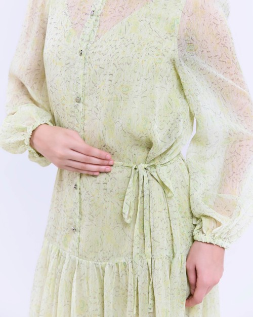 SIXDO G-Black Voile Flared Dress