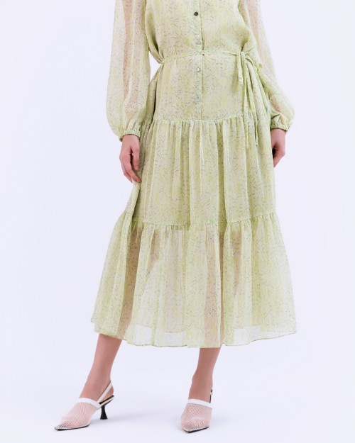 SIXDO G-Black Voile Flared Dress