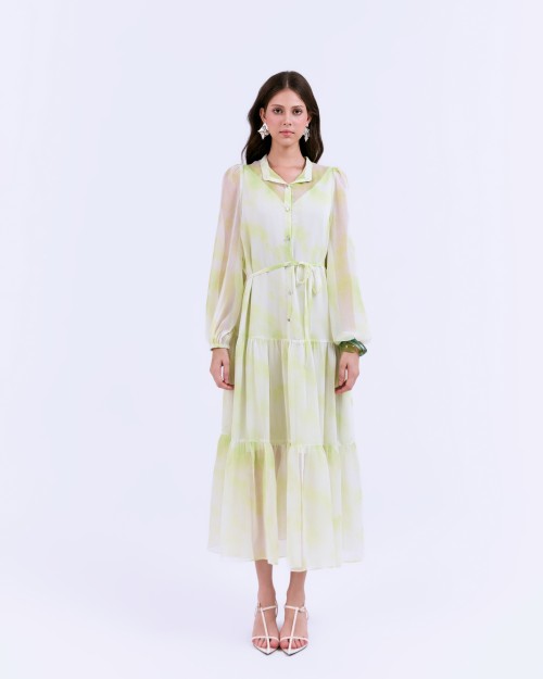 SIXDO G-Black Voile Flared Dress