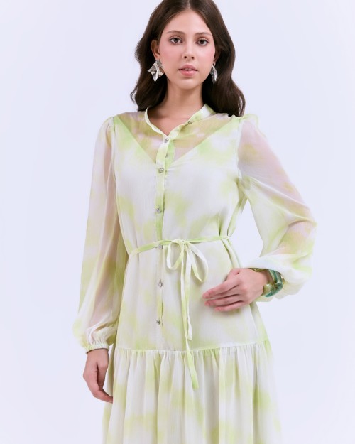 SIXDO G-Black Voile Flared Dress