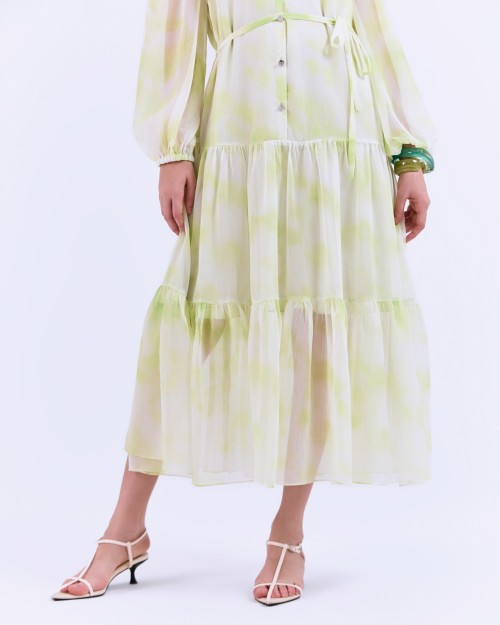 SIXDO G-Black Voile Flared Dress