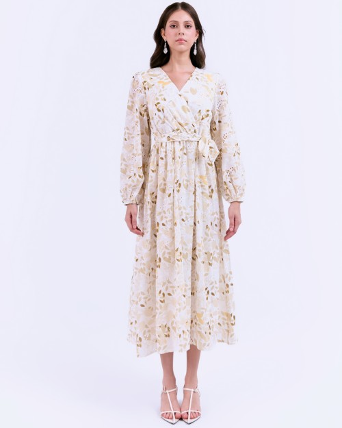 SIXDO G-Yellow Wrap Woven Flared Dress L