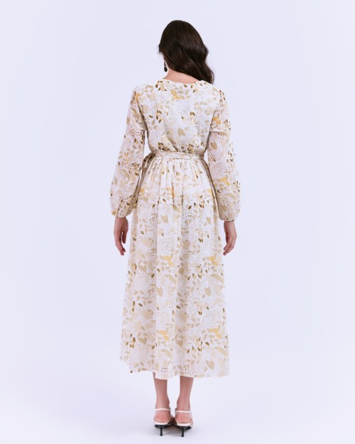 SIXDO G-Yellow Wrap Woven Flared Dress L