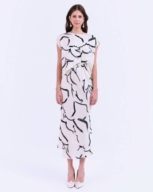 Sixdo SIXDO G-White Printed Woven Loose Dress
