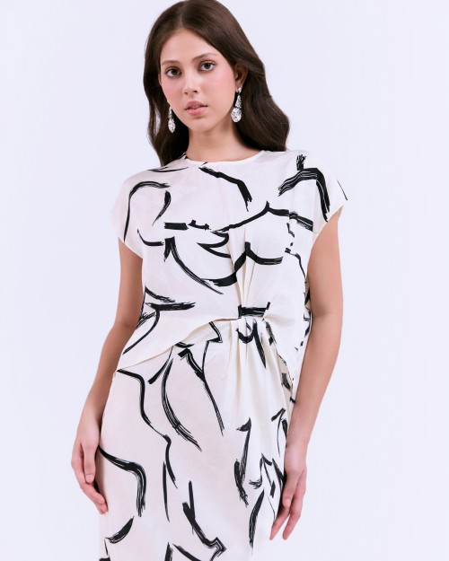 SIXDO G-White Printed Woven Loose Dress