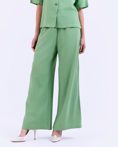 SIXDO G-Green Lapel Collar Woven Jumpsuit