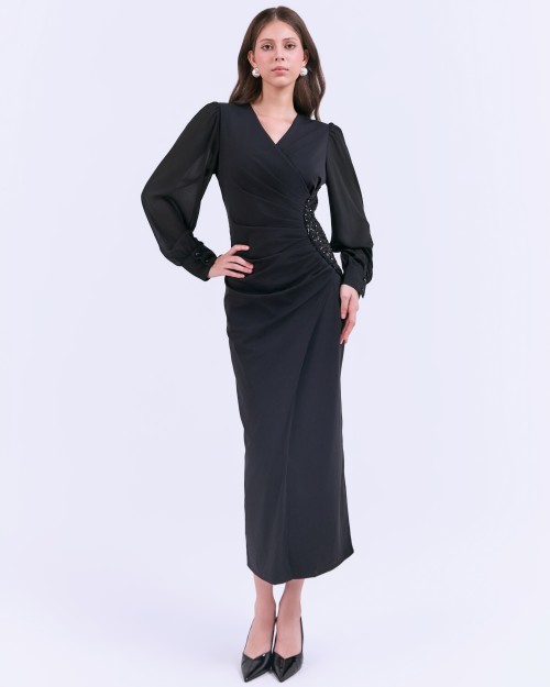 G-Black Silk Sarong Dress