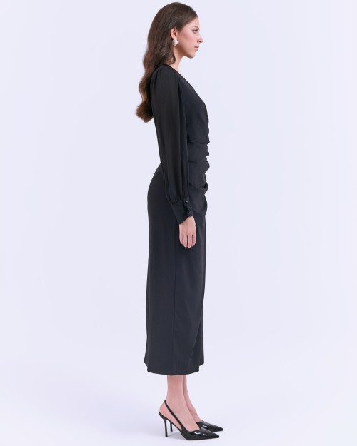 G-Black Silk Sarong Dress