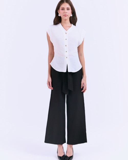 SIXDO G-White V-Neck Woven L Blouse