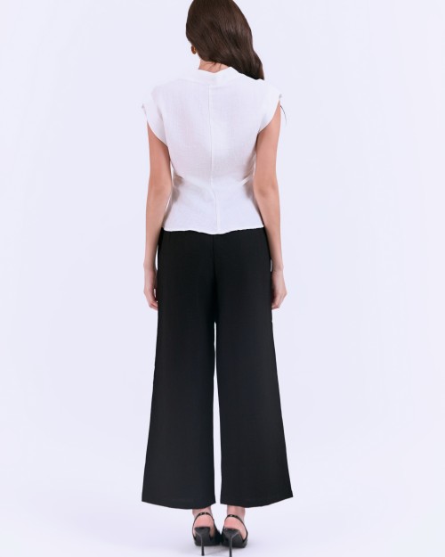 SIXDO G-White V-Neck Woven L Blouse