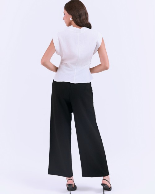 SIXDO G-White V-Neck Woven L Blouse