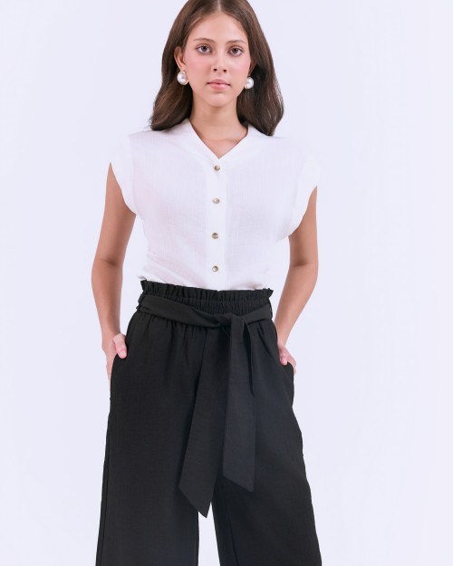 SIXDO G-Black Knot-Side Woven Loose Pants