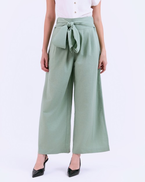 SIXDO G-Green Tie-Side Woven Loose Pants L