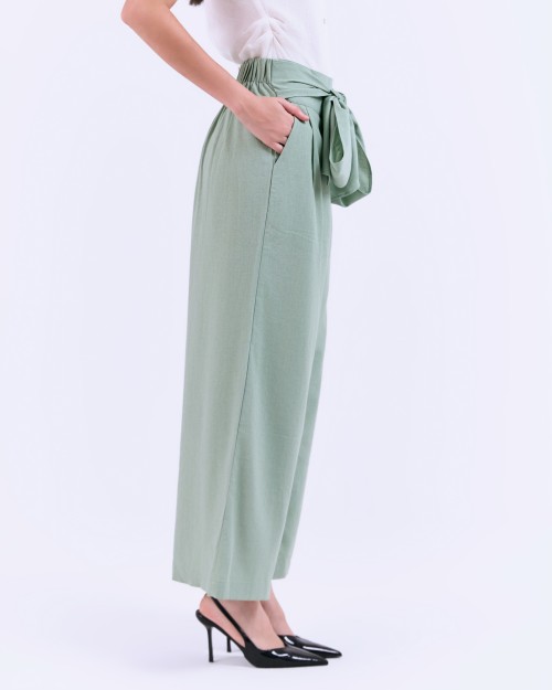 SIXDO G-Green Tie-Side Woven Loose Pants L