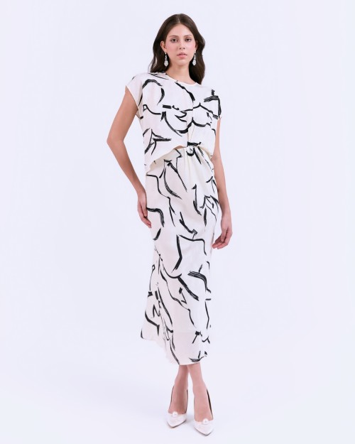 SIXDO G-White Printed Woven Loose Dress