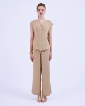 SIXDO G-Beige V-Neck Woven L Blouse