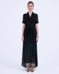 SIXDO G-Black Organza Flared Dress