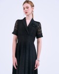 SIXDO G-Black Organza Flared Dress
