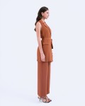 SIXDO G-Coffee Brown Woven Jumpsuit