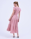 SIXDO G-Pink Butterfly Sleeves Woven Flared Dress