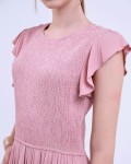 SIXDO G-Pink Butterfly Sleeves Woven Flared Dress
