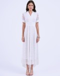 SIXDO G-White Organza Flared Dress