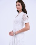 SIXDO G-White Organza Flared Dress