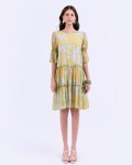SIXDO G-Yellow Printed Woven Loose Dress