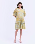 SIXDO G-Yellow Printed Woven Loose Dress