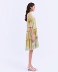 SIXDO G-Yellow Printed Woven Loose Dress