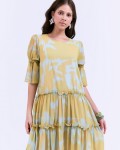 SIXDO G-Yellow Printed Woven Loose Dress