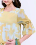 SIXDO G-Yellow Printed Woven Loose Dress