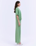 SIXDO G-Green Lapel Collar Woven Jumpsuit