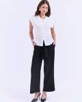 SIXDO G-White V-Neck Woven L Blouse