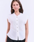 SIXDO G-White V-Neck Woven L Blouse