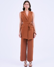 SIXDO G-Coffee Brown Woven Jumpsuit